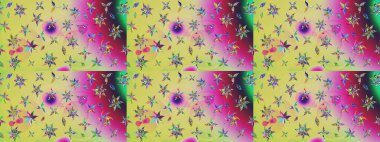 Raster çiçek desenleri çiziyor. Vadinin çiçekleri tarafsız ve yeşil renklerde.