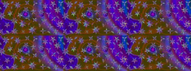 Raster illüstrasyonundaki çiçek desenli çizim. Kahverengi ve mor renkte çiçekler.