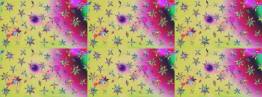 Çiçekli karalama şeklinde Raster çiçek deseni. Tarafsız ve yeşil renklerde yaz çiçekleri. Raster illüstrasyonu.