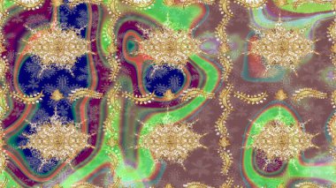 Altın renkli çizim çizimi. Senin tasarımın için, duvar kağıdı. Raster geometrik arka plan. Altın çiçekli bej renklerde altın eskiz deseni.