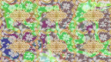 Raster illüstrasyonu. Çizim altın desenli bukleler. Altın elementli nötr renkler. Raster altın desen. Doğu tarzı arabesk.