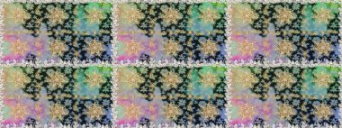 Raster geometrik arka plan. Senin tasarımın için, duvar kağıdı. Gri renklerde, altın çiçekli altın desenler. Altın rengi kusursuz illüstrasyon.