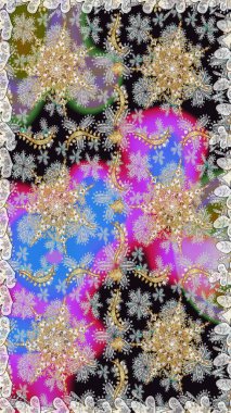 Kusursuz klasik altın desen. Raster geleneksel oryantasyon süsü. Altın elementlerle gri renklerde altın desen.