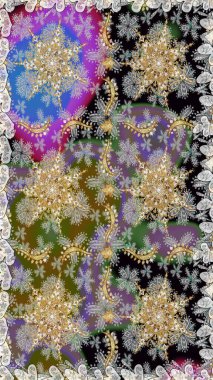 Gri renklerdeki altın element. Damask kusursuz yinelenen arkaplan. Doku arka planında altın duvar kâğıdı. Barok tarzında altın çiçekli süs..