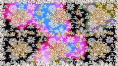 Barok tarzında kusursuz bir doğulu süsü. Gri renkli ve altın elementli geleneksel klasik altın sarısı desen.