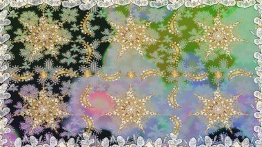 Gri renklerde, altın elementlerle kusursuz desen. Raster oryantal süs. Kusursuz altın desen.