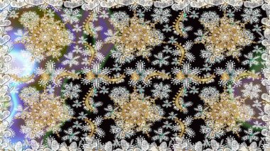 Oriental raster klasik gri ve altın desenli. Raster illüstrasyonu. Kusursuz soyut arkaplan.