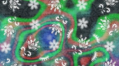 Nazikçe, güzel çiçek arkaplanı. Çiçekli karalama şeklinde Raster çiçek deseni. Yeşil ve mavi renkte çiçekler.