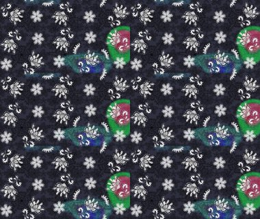 Eskiz klasiği. Renkli Bahar Teması eskiz kalıbı. Raster Şirin kumaş deseni. Düz Çiçek Elementleri Tasarımı.