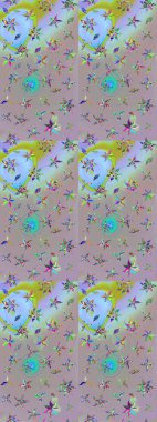 Tarafsız ve gri renklerde çiçekler. Sevimli çiçek raster deseni. Renkli Bahar Teması eskiz kalıbı. Düz Çiçek Elementleri Tasarımı.