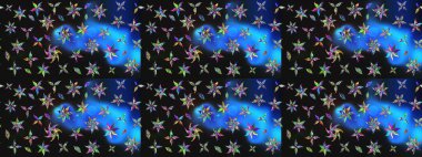 Raster illüstrasyonu. Raster illüstrasyonu. Gri ve mavi renkte çiçekler. Asya tekstil tarzında. Çiçek desenini çiz.