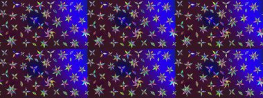 Çiçekli karalama şeklinde Raster çiçek deseni. Kahverengi ve mavi renkli çiçekler. Nazik, sevimli çiçek arkaplanı..