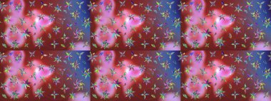 Raster illüstrasyonundaki çiçek desenli çizim. Kahverengi ve pembe renkte çiçekler.