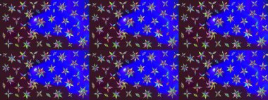 Mavi ve kahverengi renkte çiçekler. Yumuşak, bahar çiçekli arka plan. Raster çiçek desenli ve çiçekli..