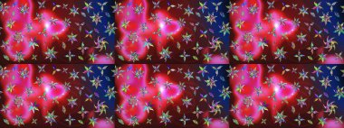 Üzerinde gelincikler ve vadi zambakları olan renkli çiçek desenli nakış deseni. Tekstil tasarımı için kırmızı ve kahverengi renkte geleneksel Raster çiçek buketi.