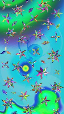 Çiçek deseni. Raster güzel kumaş deseni çiziyor. Düz Çiçek Elementleri Tasarımı. Renkli Bahar Teması çizim şablonu.