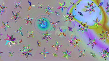 Çiçek arkaplan. Gri ve nötr renklerde şirin tekstil tarzında. Renkli çizim kalıbı. Raster illüstrasyonu. Çiçek duvar kağıdı.