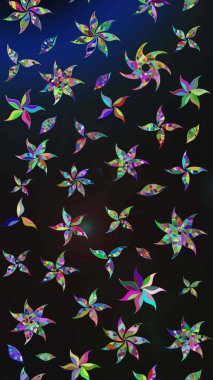 Gri ve mavi renkte çiçekler. Raster illüstrasyonunda çiçek deseni çizimi.