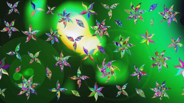 Küçük renkli çiçekler. Moda baskıları için zarif bir şablon. Robot resim. Küçük çiçekte güzel bir desen. Çiçekli bahar çiçekleri. Motley illüstrasyonu.