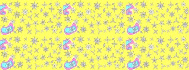 Sarı ve beyaz renklerde bahar çiçekleri. Raster illüstrasyonu. Yaprak ve çiçeklerin suluboya resmi, sarı ve beyaz renkler üzerine eskiz deseni.