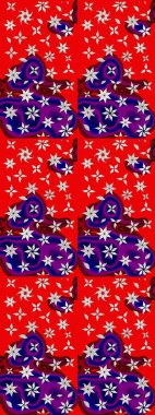 Raster illüstrasyonu. Renkli çizim kalıbı. Çiçek duvar kâğıdı. Çiçek arkaplan. Kırmızı ve mavi renkli şirin tekstil.