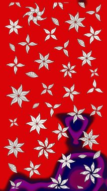 Kırmızı ve nötr renkte çiçekler. Renkli Bahar Teması çizim kalıbı. Düz Çiçek Elementleri Tasarım Raster illüstrasyonu. Çiçekli çiçek deseni, suluboya..