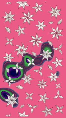 Küçük çiçekteki sevimli çiçek deseni. Tony 'nin kumaş kalıbını çiz. Modaya uygun kumaş deseni. Raster illüstrasyonu.