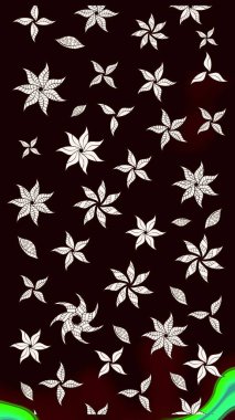 Karalama çiçekleri çizim kalıbı. Sanat, tarafsız ve ilham verici bir çiçek ve arkasında iz bırakır. Raster deseni. Siyah ve nötr el çizimi desen.