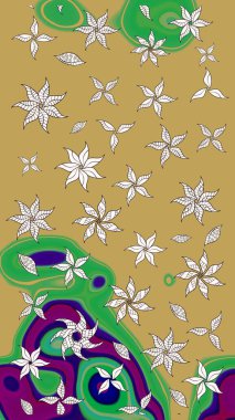 Raster illüstrasyonu. Şirin çiçek elementleri. Renkli Bahar Teması eskiz kalıbı. Düz Çiçek Elementleri Tasarımı. Çizim deseni Modaya uygun kumaş deseni.