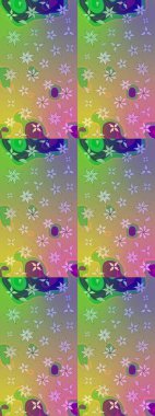 Raster illüstrasyonu. Tarafsız ve yeşil renklerde şirin tekstil tarzında. Renkli çizim kalıbı. Çiçek arkaplan. Çiçek duvar kağıdı.