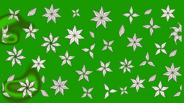 Soyut etnik raster çizim kalıbı. Çiçekler. Vadinin çiçekleri yeşil ve nötr renklerde.