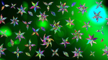 Raster çiçek desenli çiçek deseni, yapraklar, dekoratif elementler, sıçrama, lekeler, el çizimi kontur çizgileri ve Doodle çizim stili, grafik raster çizim çizimi.