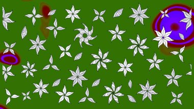 Küçük çiçekteki sevimli çiçek deseni. Raster illüstrasyonu. Yeşil ve nötr renkte çiçekler.