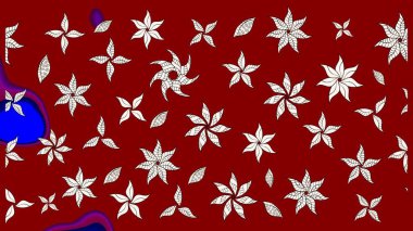 Renkli Bahar Teması eskiz kalıbı. Çiçek desenli eskiz. Kırmızı ve nötr renklerde çiçekler. Düz Çiçek Elementleri Tasarım Raster illüstrasyonu.