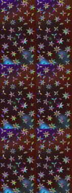 Moda baskıları için zarif bir şablon. Parlak renkli çiçekleri ve kahverengi ve mor renkli yaprakları olan harika bir çiçek deseni. Modern çiçek arkaplanı. Halk stili.