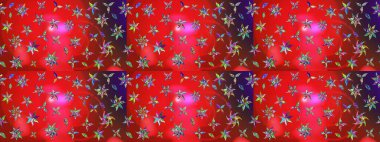 Çiçek desenli çizim. Renkli Bahar Teması eskiz kalıbı. Kırmızı ve pembe renkte çiçekler. Düz Çiçek Elementleri Tasarımı. Raster illüstrasyonu. Asya tekstil tarzında.