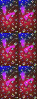 Çiçekler suluboya tarzında kırmızı ve kahverengi renklerde. Raster illüstrasyonunda çiçek deseni çizimi.