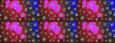 Tekstil, kumaş, ambalaj, hatıra defteri için hoş bir çiçek arkaplanı. Çocuksu tasarım. Kırmızı ve kahverengi arka planda. Elle çizilmiş karalama çiçekleri ile Raster çizim deseni.