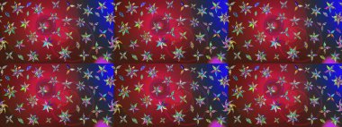 Raster çiçek desenleri çiziyor. Vadinin çiçekleri kırmızı ve kahverengi renklerde.