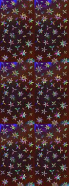 Raster geleneksel halk çiçekleri kahverengi ve mor renkli tekstil tasarımları için. Üzerinde gelincikler ve vadi zambakları olan renkli çiçek desenli nakış..