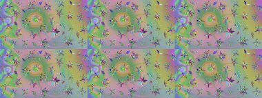 Çiçekleri, deniz kabukları, mandalaları ve suluboya efektleriyle donanma geçmişi. Yatak çarşafları, ceket, paket tasarımı, kumaş ve moda kavramları için tekstil baskısı. Çizim kalıbı etnik tasarım.