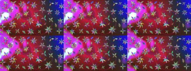 Raster illüstrasyonundaki çiçek desenli çizim. Kırmızı ve mavi renklerde. Raster illüstrasyonu. Güzel kumaş deseni.