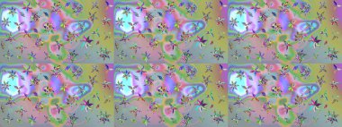 Hediye ambalaj kağıdı, tebrik kartları, posterler ve pankart tasarımı. Tarafsız ve mavi renkte çiçekler. Raster düz çiçek çizim deseni.