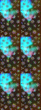 Parlak çiçekli halı deseni kahverengi ve mavi renklerde..