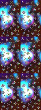 Çiçekler, dallar, bitkiler ve çiçekler. El çizimi. Güzel kumaş deseni. Raster illüstrasyonu.