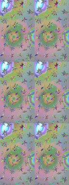 Hediye ambalaj kağıdı, tebrik kartları, posterler ve pankart tasarımı. Tarafsız ve yeşil renklerde çiçekler. Raster düz çiçek çizim deseni.