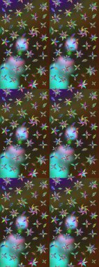 Şirin çiçekli, desenli, kahverengi ve yeşil renkli renkli bir eskiz deseni. El çizimi çiçek çizimi deseni (fayans). Tekstil için suluboya çizim deseni.