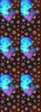 Çiçekli zambakların eskiz geçmişi. Parlak çiçekli kolaj çiçekleri kahverengi ve mavi. Çiçek tasarımı için inanılmaz kolaj cennet tarzı..