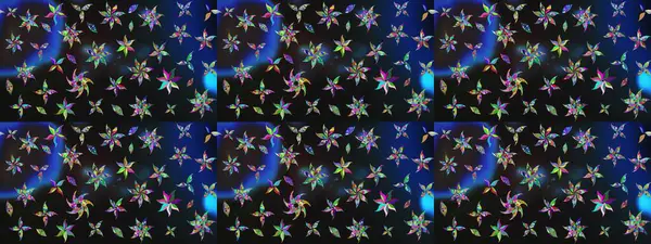 Tekstil tasarımı için gri ve mavi renkli geleneksel halk çiçekleri. Üzerinde gelincikler ve vadi zambakları olan renkli çiçek desenli nakış..