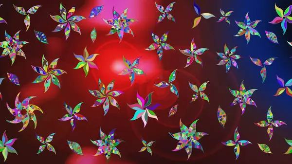 Motley illüstrasyonu. Küçük renkli çiçekler. Çiçekli bahar çiçekleri. Robot resim. Küçük çiçekte güzel bir desen. Moda baskıları için zarif bir şablon.